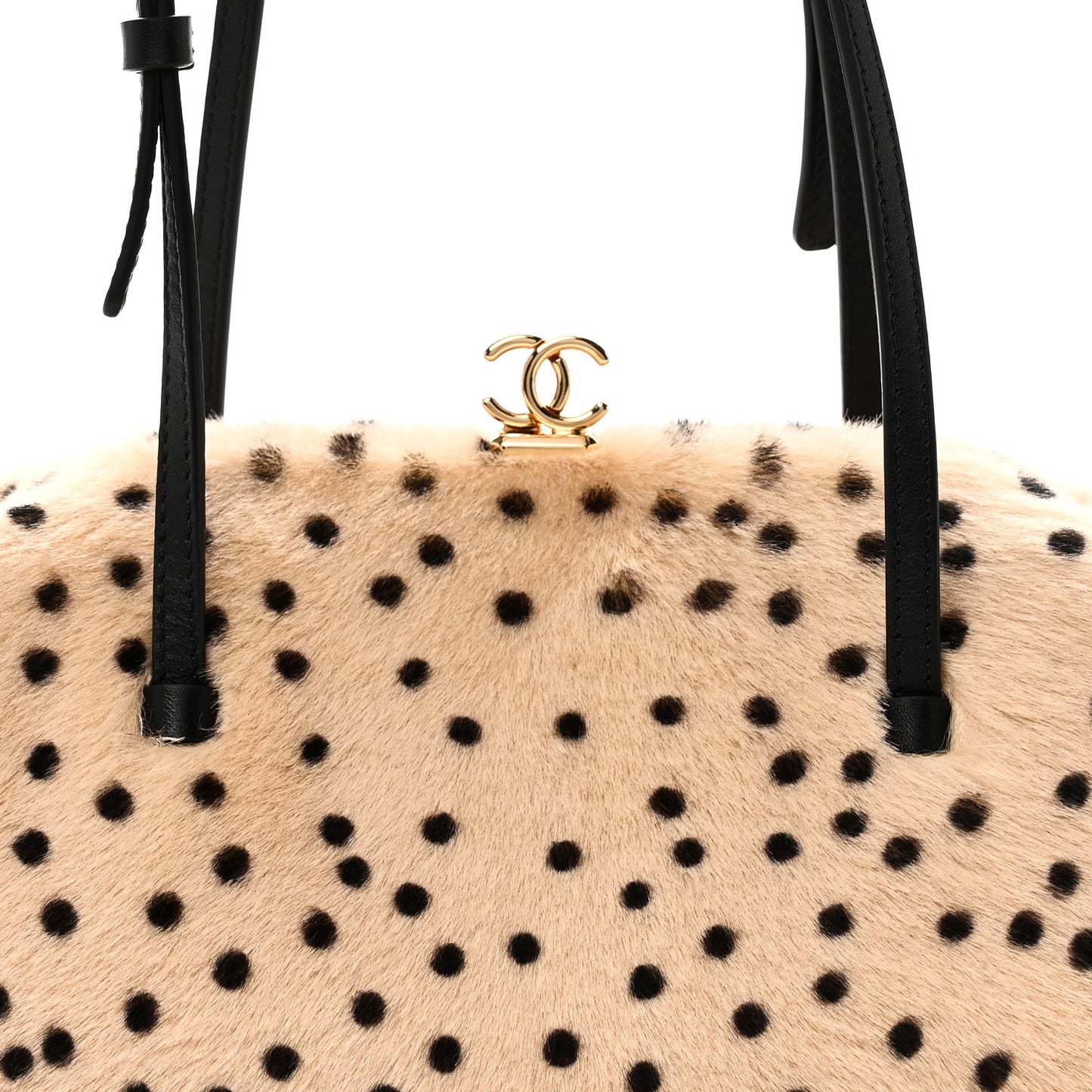 Pony Hair Cheetah Printed Shoulder Bag Light Beige Black