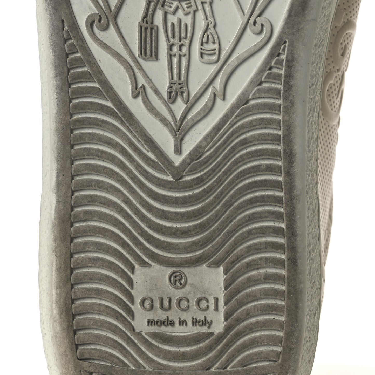 Calfskin GG Tennis Embossed Ace Sneakers 37 Mystic White