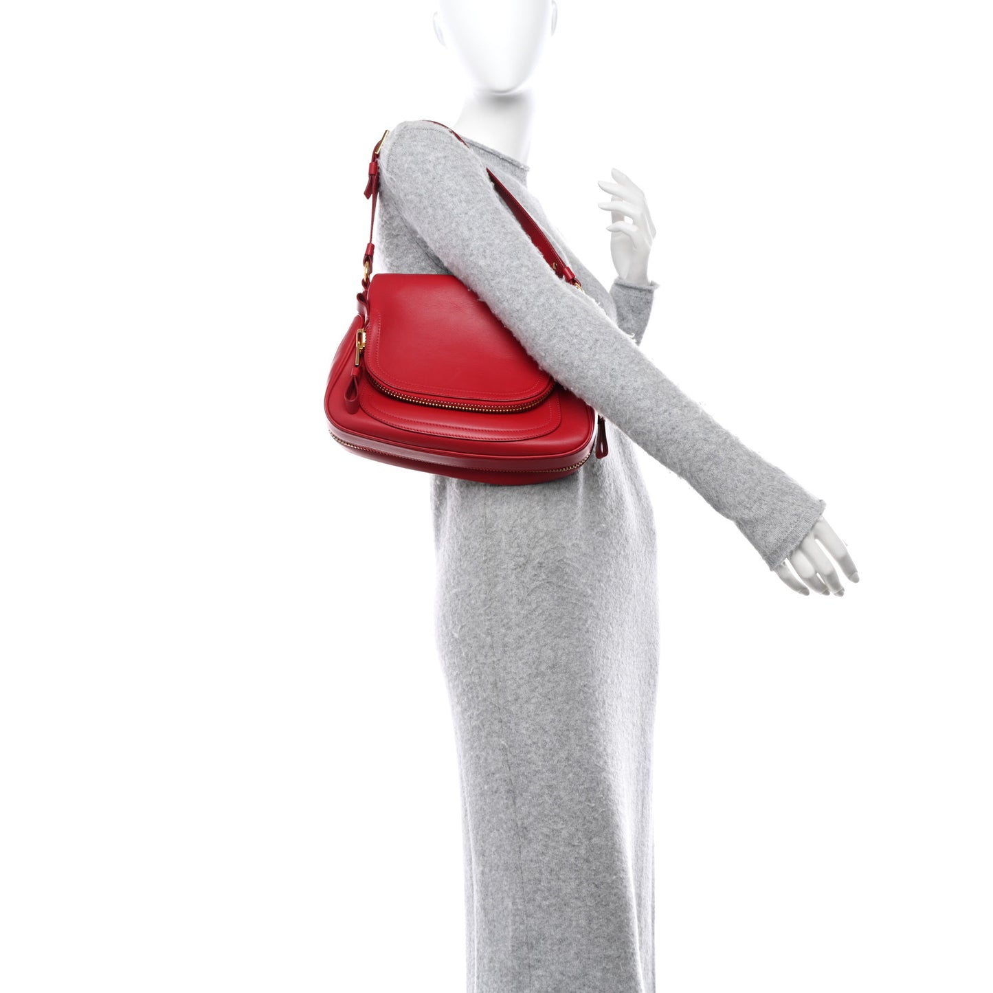 Calfskin Medium Jennifer Crossbody Flame Red