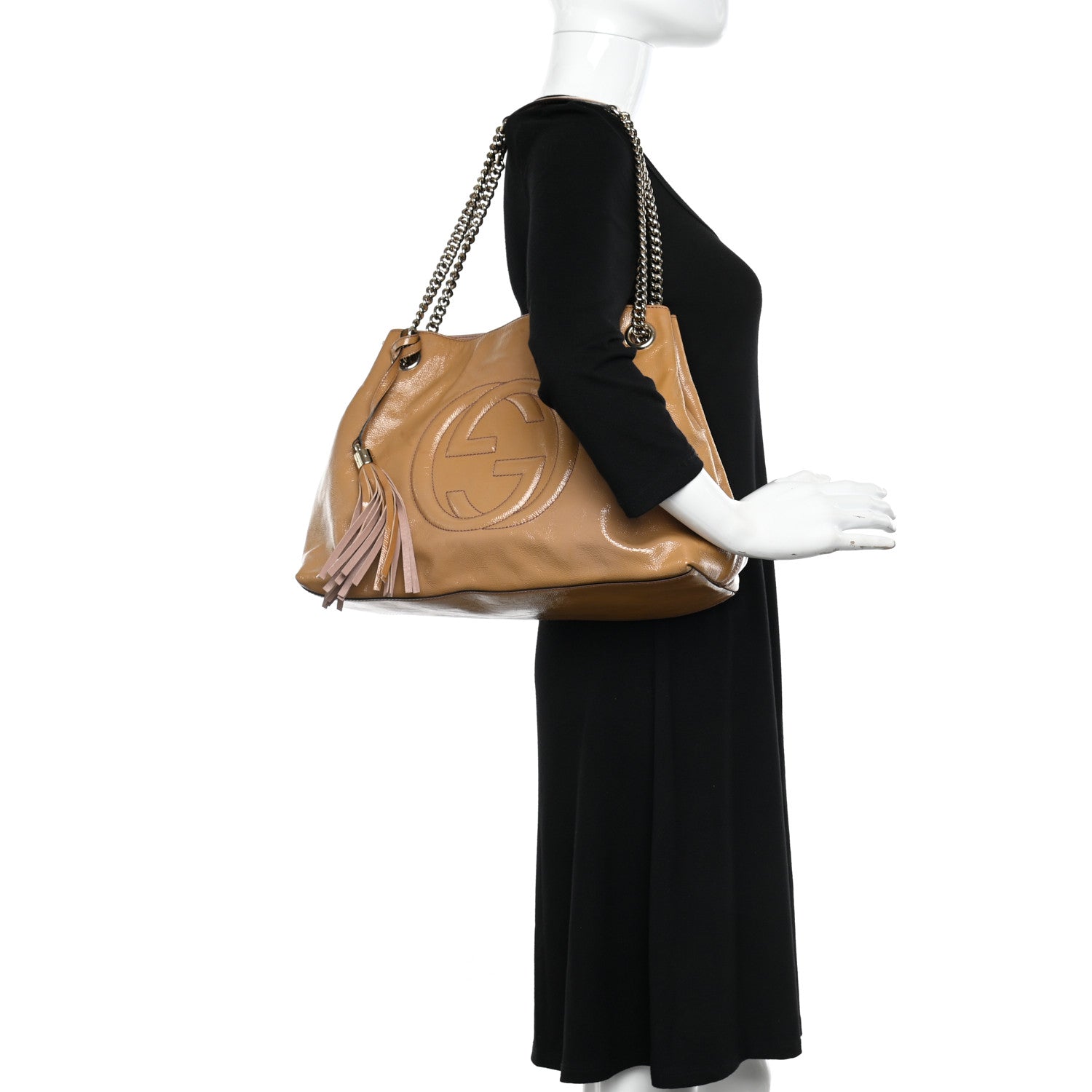 Gucci Vernice Naplack Medium Soho Chain Shoulder Bag Dark Cipria 2 of 9