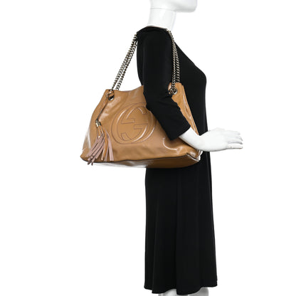 Gucci Vernice Naplack Medium Soho Chain Shoulder Bag Dark Cipria 2 of 9