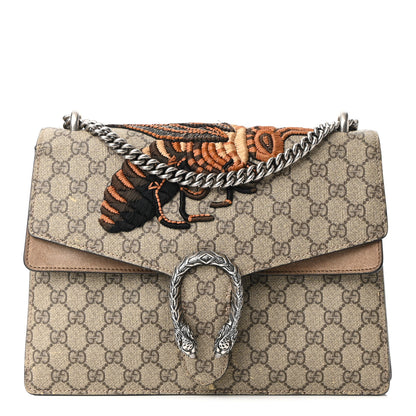Gucci GG Supreme Monogram Bee Embroidered Medium Dionysus Shoulder Bag Taupe 1 of 14
