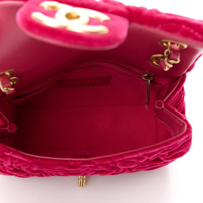 Chanel Velvet Camellia Embossed Mini Square Flap Fushia 5 of 12