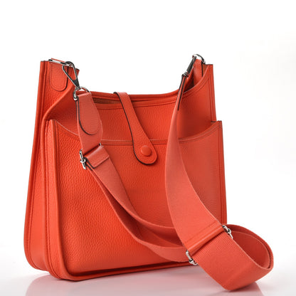Hermes Taurillon Clemence Evelyne III PM Orange Poppy 3 of 12