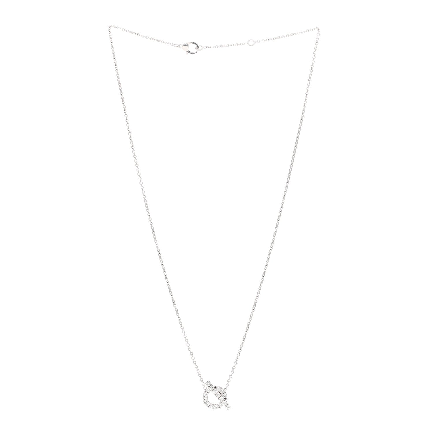 Hermes 18K White Gold Diamond Finesse Pendant Necklace 3 of 5