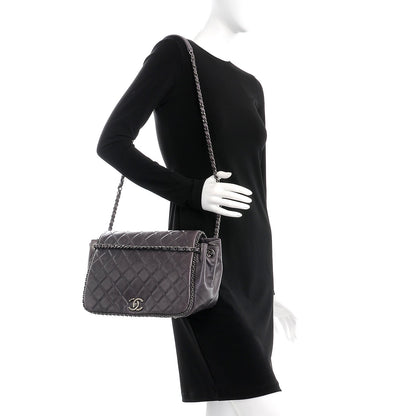 Chanel Calfskin Quilted Large CC Enchained Accordion Flap Grey 2 of 9