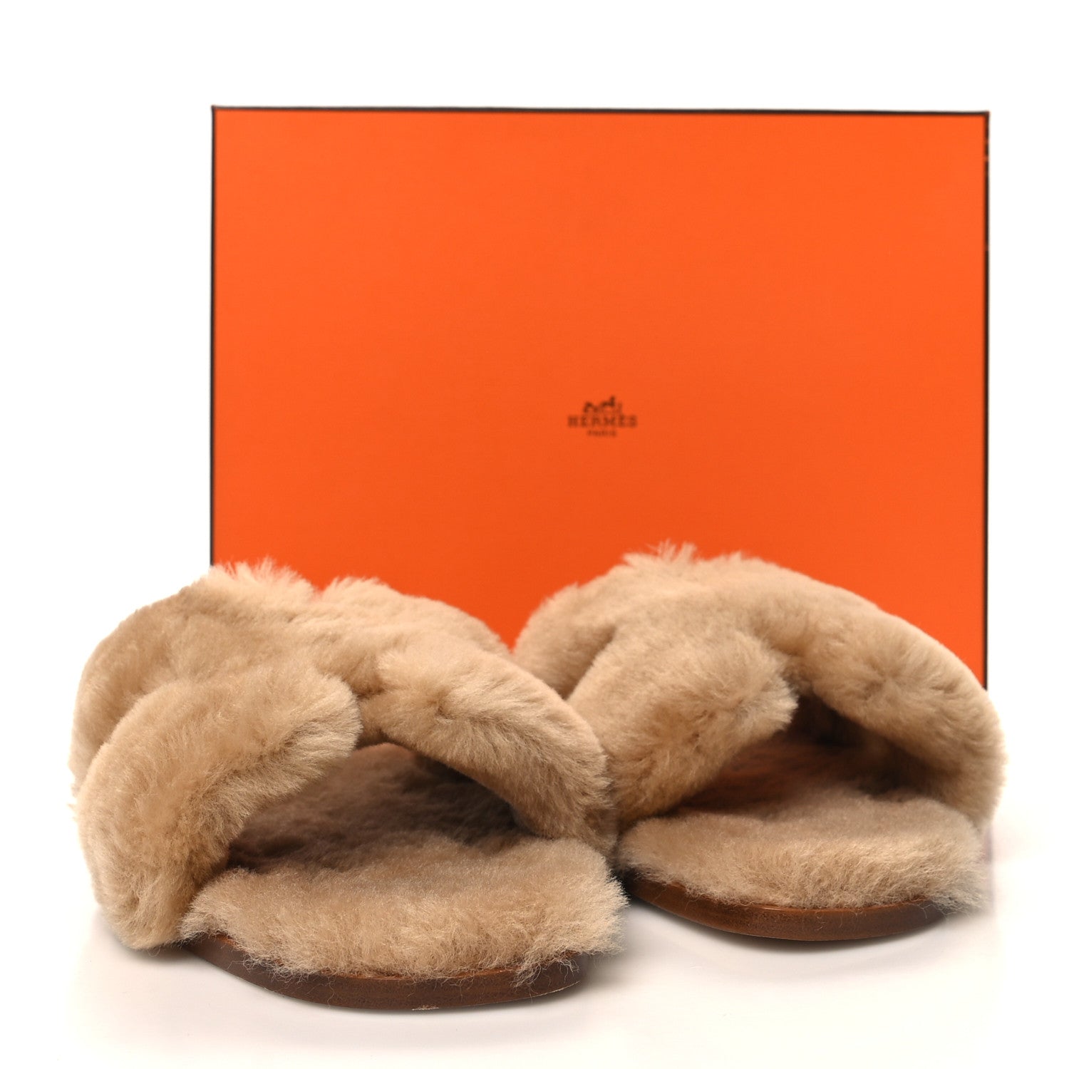 Hermes Woolskin Oran Sandals 41.5 Beige Argile 8 of 8