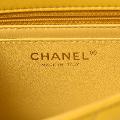Chanel Lambskin Chevron Quilted Mini Rectangular Flap Yellow 6 of 7