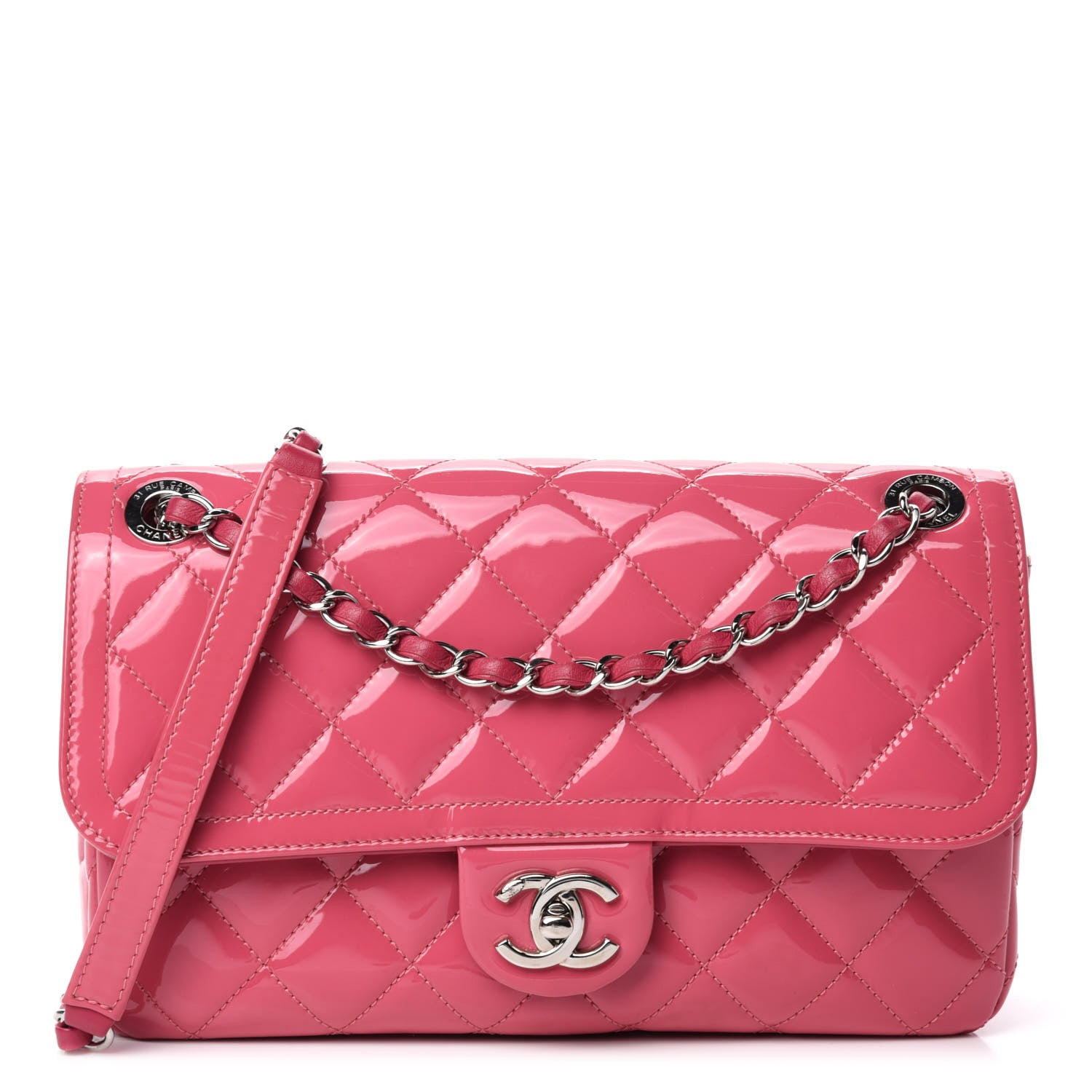 Chanel Patent Quilted Large Coco Shine Flap Pink 1 of 11