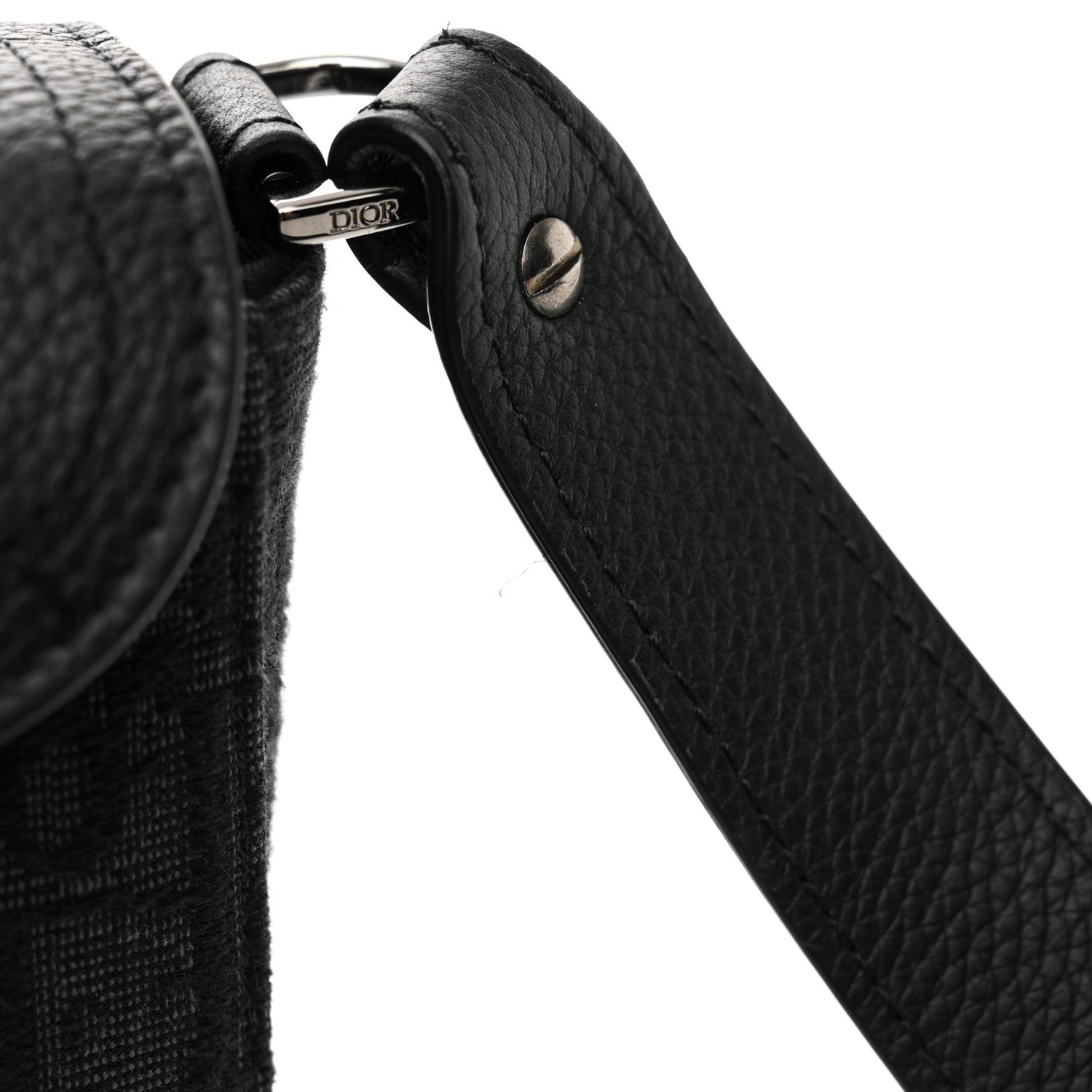 Christian Dior Oblique Jacquard Grained Calfskin Mini Saddle Messenger Bag With Flap Black 12 of 13