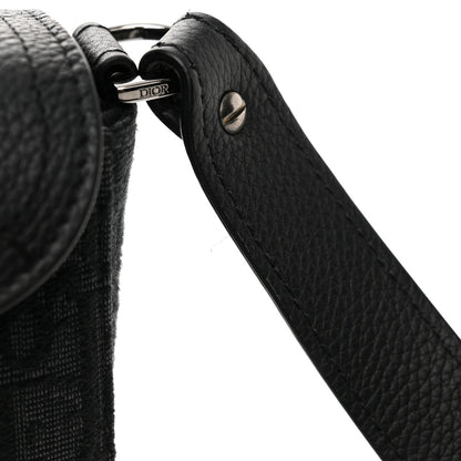 Christian Dior Oblique Jacquard Grained Calfskin Mini Saddle Messenger Bag With Flap Black 12 of 13