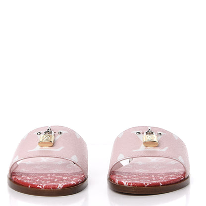 Louis Vuitton Monogram Giant Lock It Flat Mules 39 Rouge Rose 3 of 11