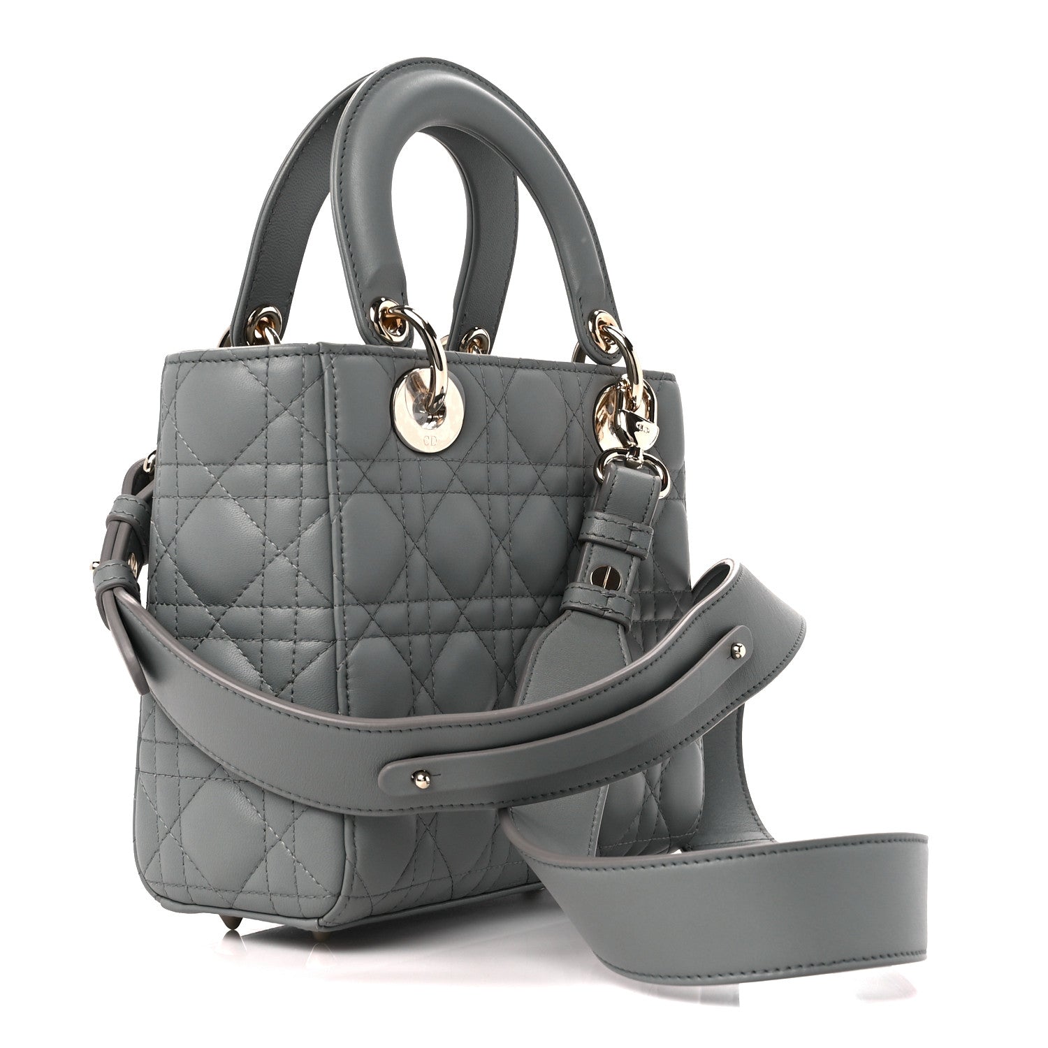 Christian Dior Lambskin Cannage Small My ABCDior Lady Dior Grey 3 of 11