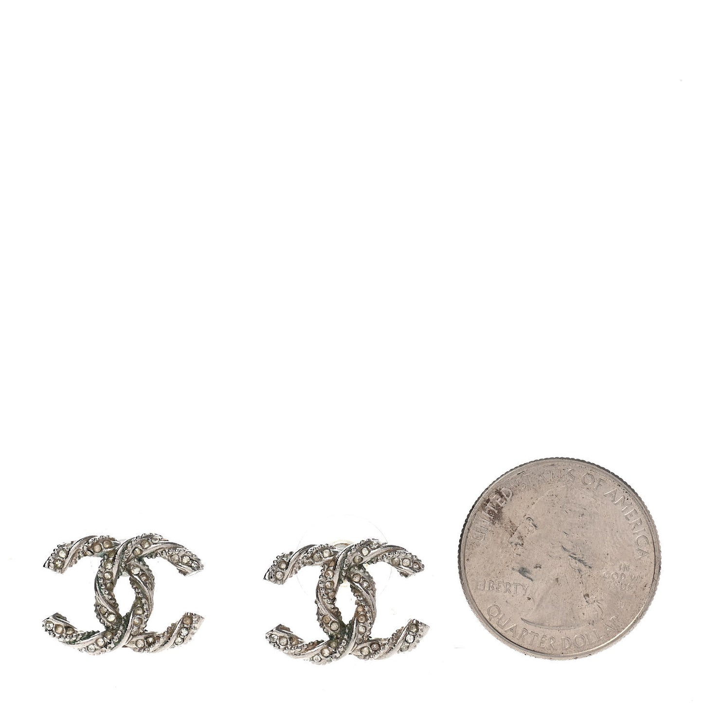 Crystal CC Twisted Earrings Silver