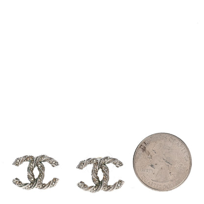 Chanel Crystal CC Twisted Earrings Silver 2 of 4