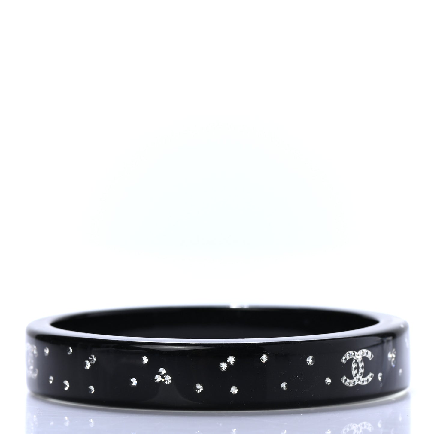 Resin Crystal CC Bangle Bracelet Black