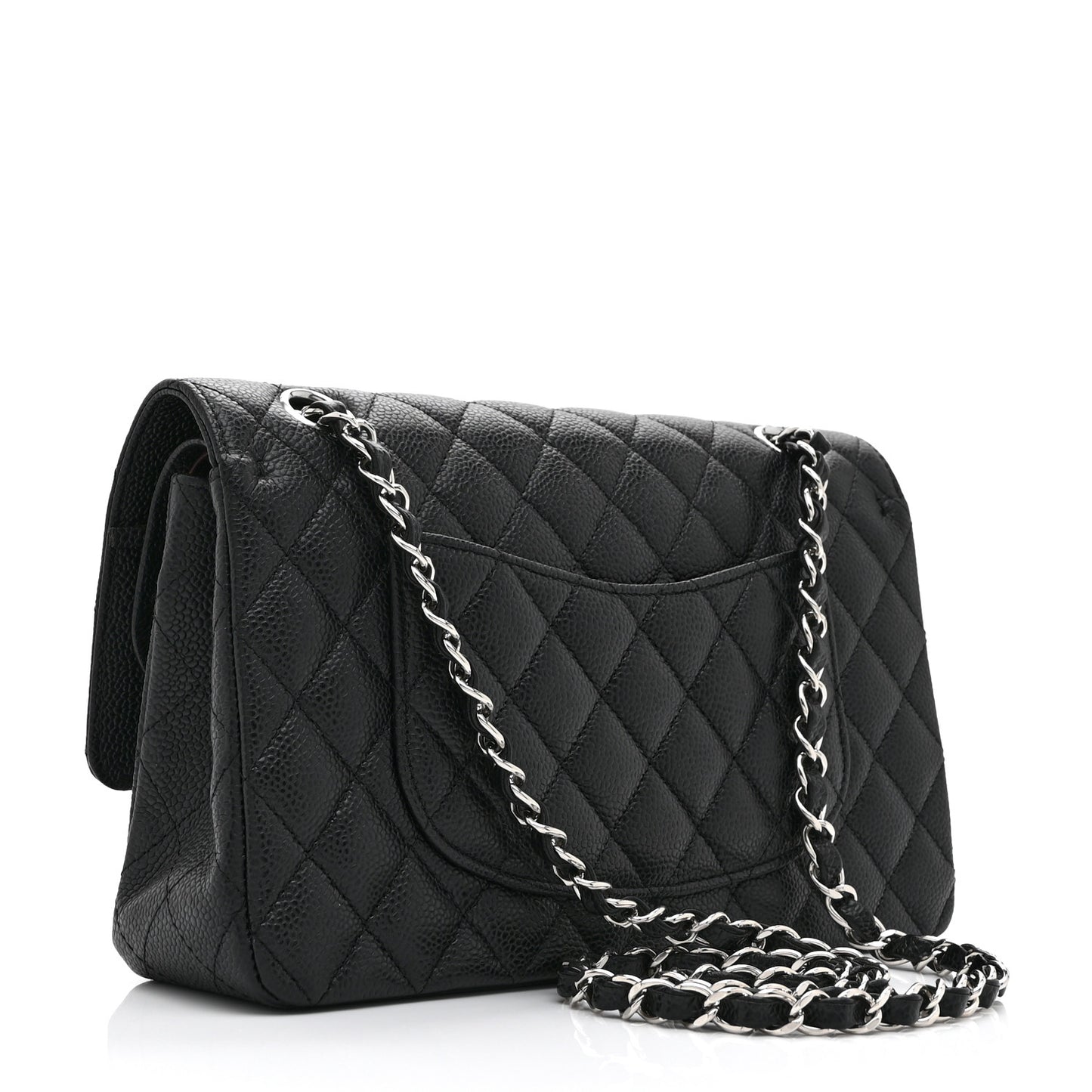 Caviar Quilted Medium Double Flap Black