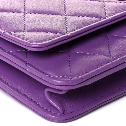 Chanel Lambskin Quilted Wallet On Chain WOC Purple 13 of 16