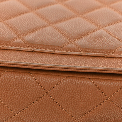 Chanel Washed Caviar Quilted Large Turn Around Ligne Flap Camel 13 of 14