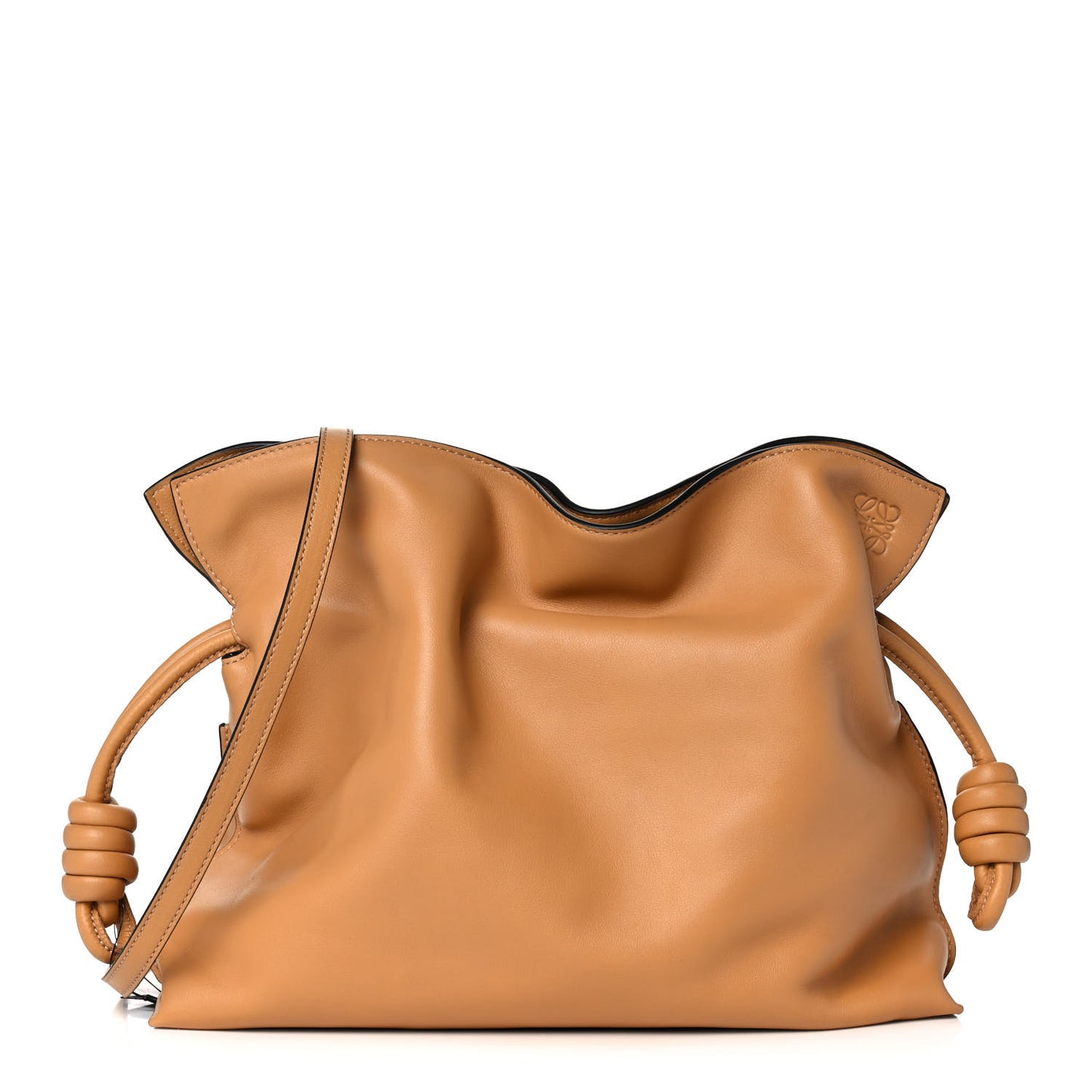 Calfskin Mini Flamenco Knot Clutch Warm Desert