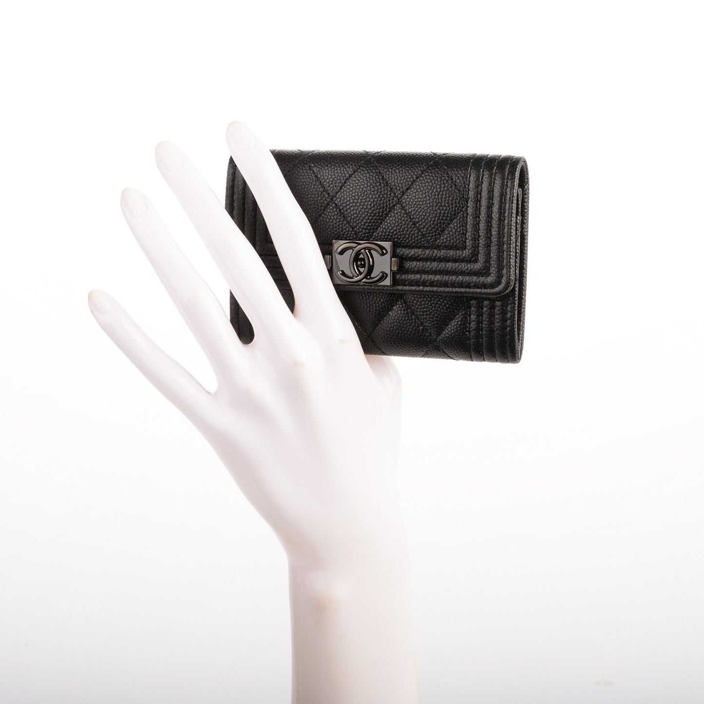 Caviar Quilted Boy Flap Card Holder So Black
