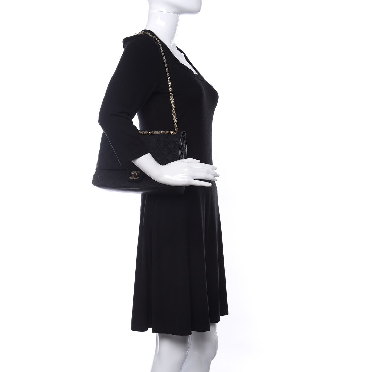 Lambskin Quilted Medium Bijoux Chain Double Flap Black