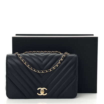 Chanel Calfskin Chevron Quilted Small Statement Flap Navy Blue 13 of 13