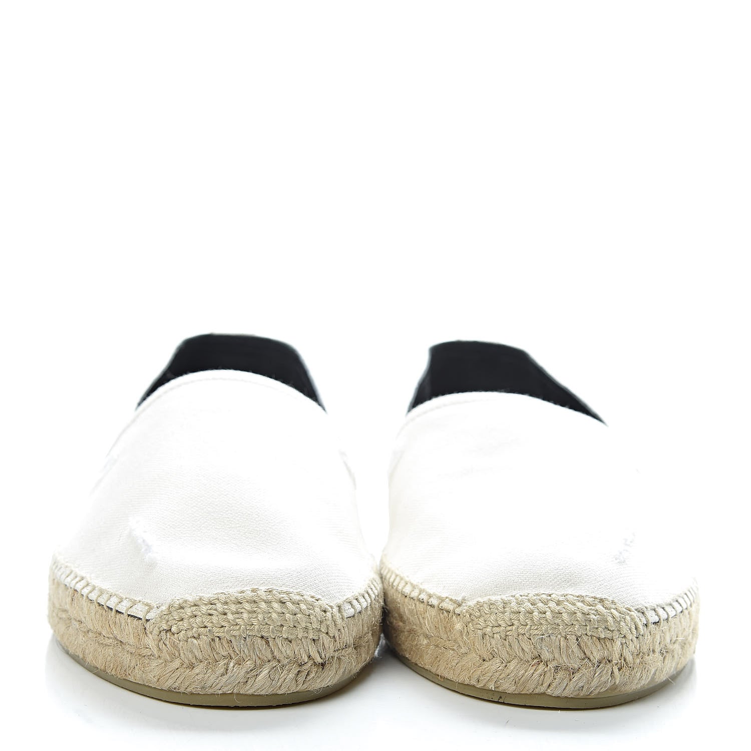 Saint Laurent Canvas Elba Logo Embroidered Espadrilles 45 Panna 2 of 9