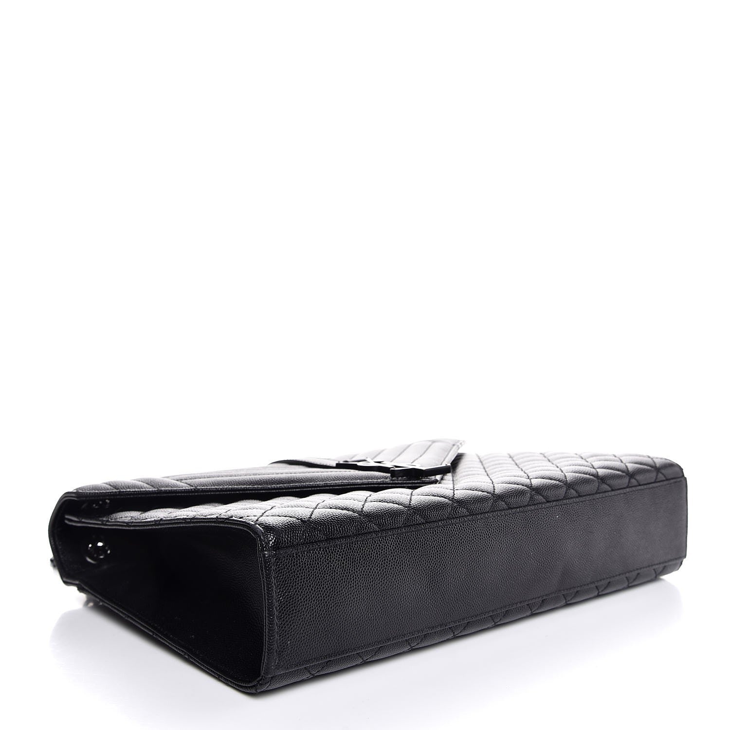 Saint Laurent Grain De Poudre Textured Mixed Matelasse Large Triquilt Monogram Monochrome Satchel Black 4 of 8