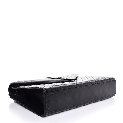 Saint Laurent Grain De Poudre Textured Mixed Matelasse Large Triquilt Monogram Monochrome Satchel Black 4 of 8