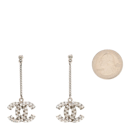 Chanel Baguette Crystal CC Drop Earrings Silver 2 of 4