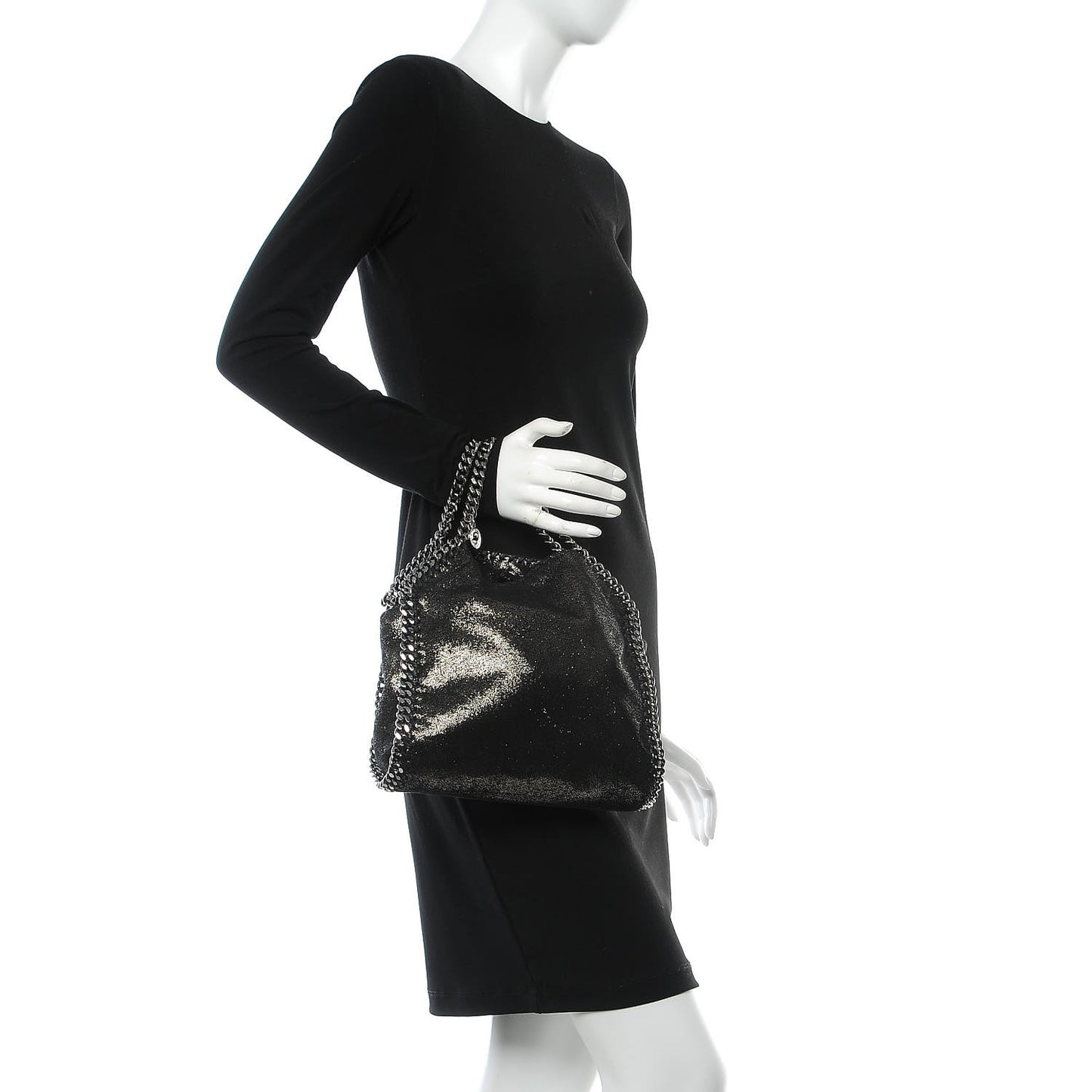 Shaggy Deer Mini Falabella Fold Over Tote Ruthenium