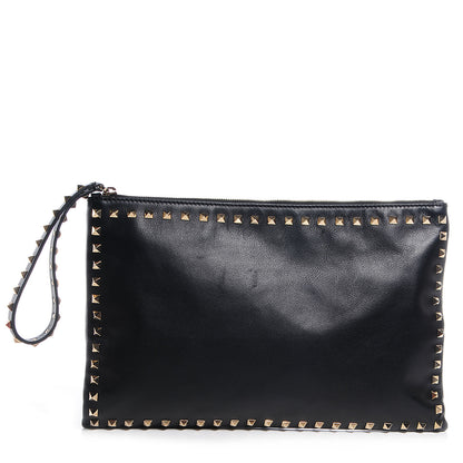 Valentino Garavani Vitello Large Rockstud Zip Wristlet Pouch Black 1 of 7