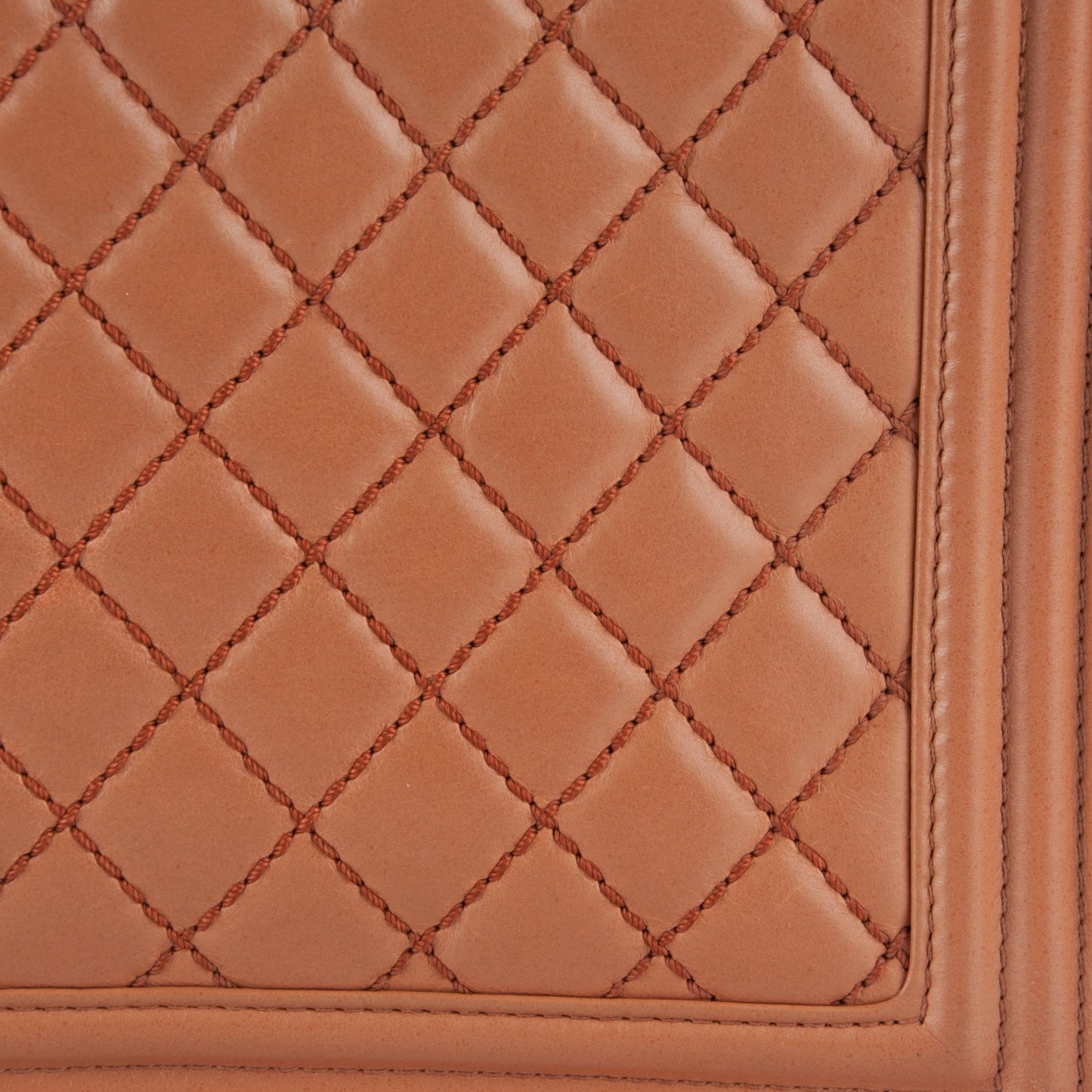 Calfskin Quilted Large Boy Flap Dark Beige