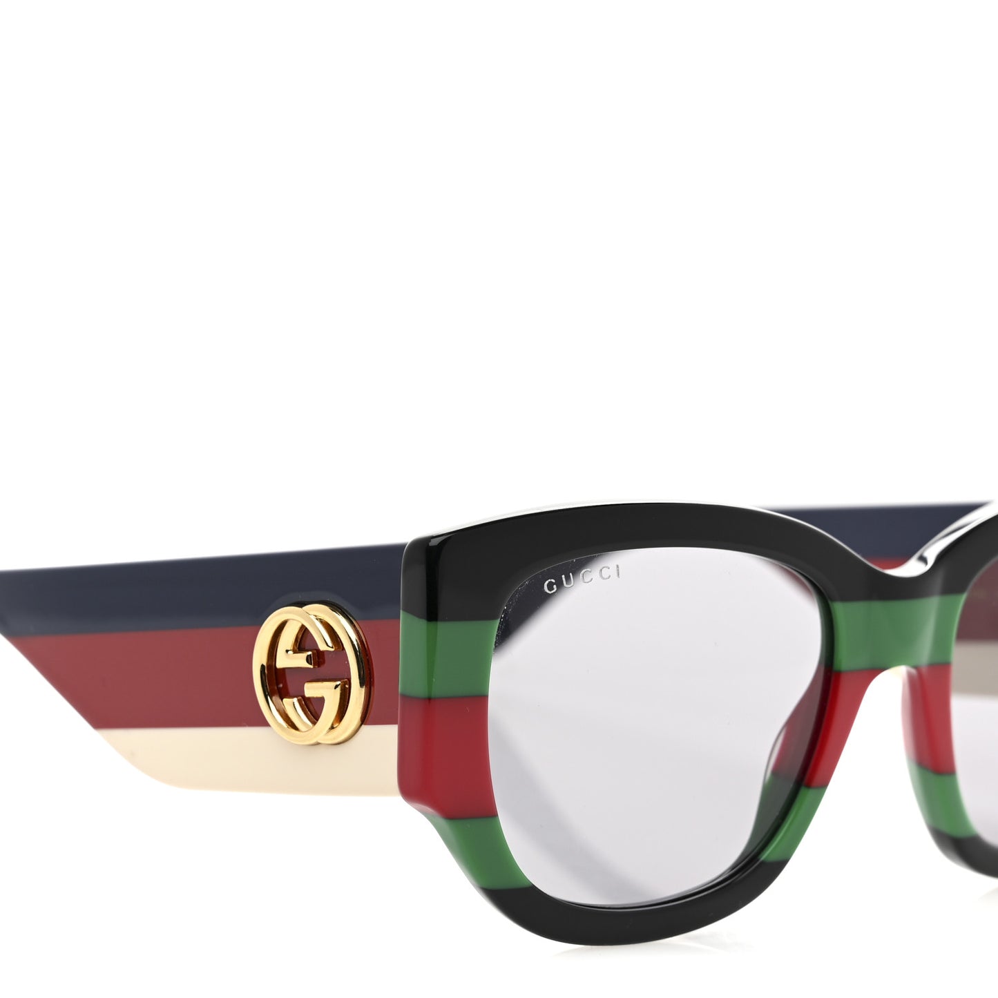 Acetate Web Oversized Frame Rectangle Sunglasses GG0276S Black Green Red