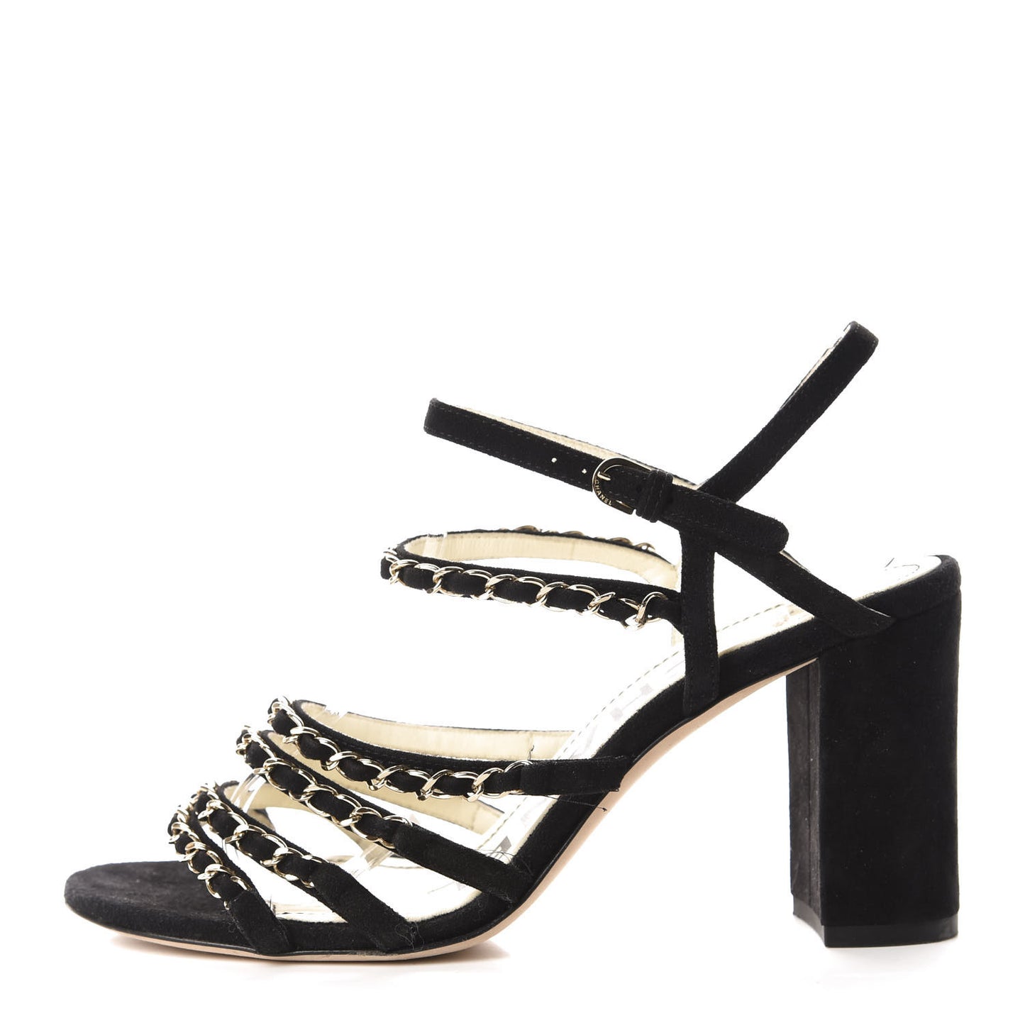 Suede Chain Sandals 38.5 Black