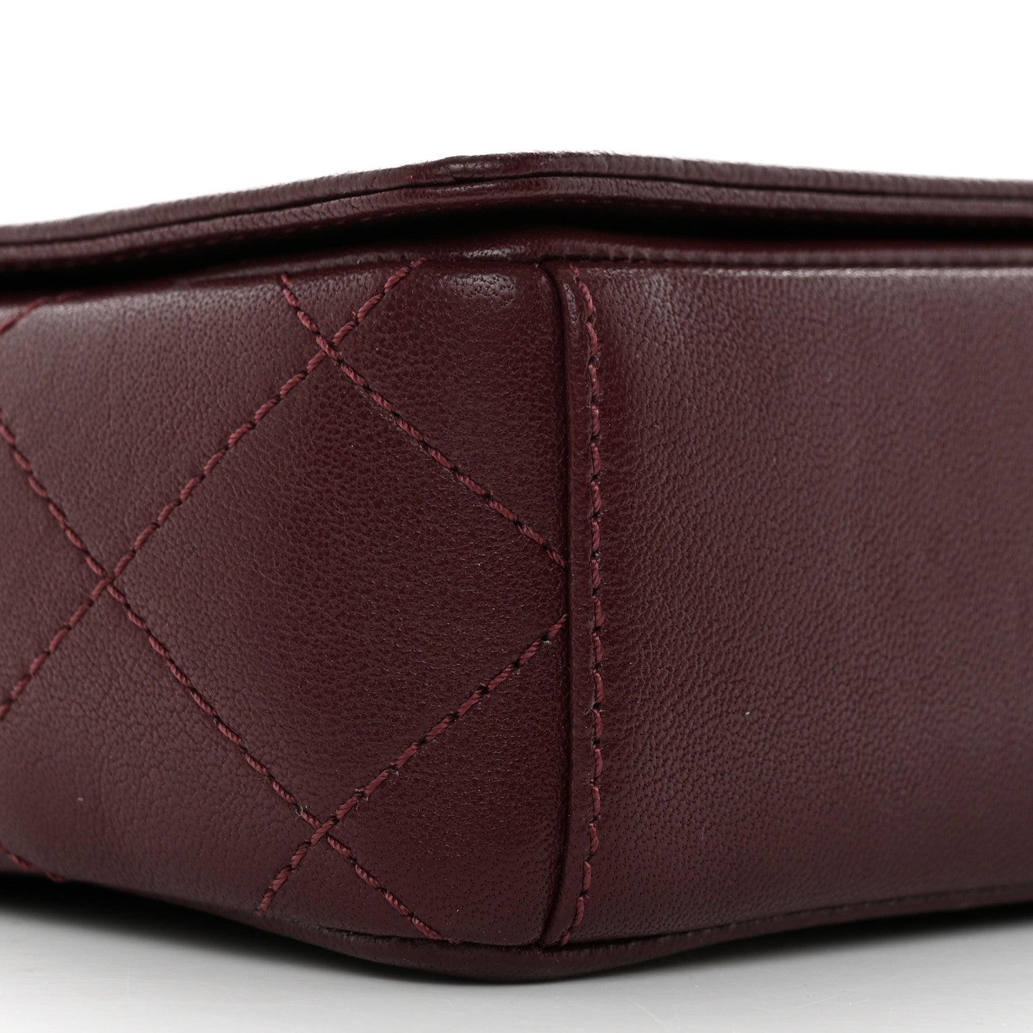 Chanel Sheepskin Quilted Vintage Mademoiselle Flap Dark Red 9 of 10