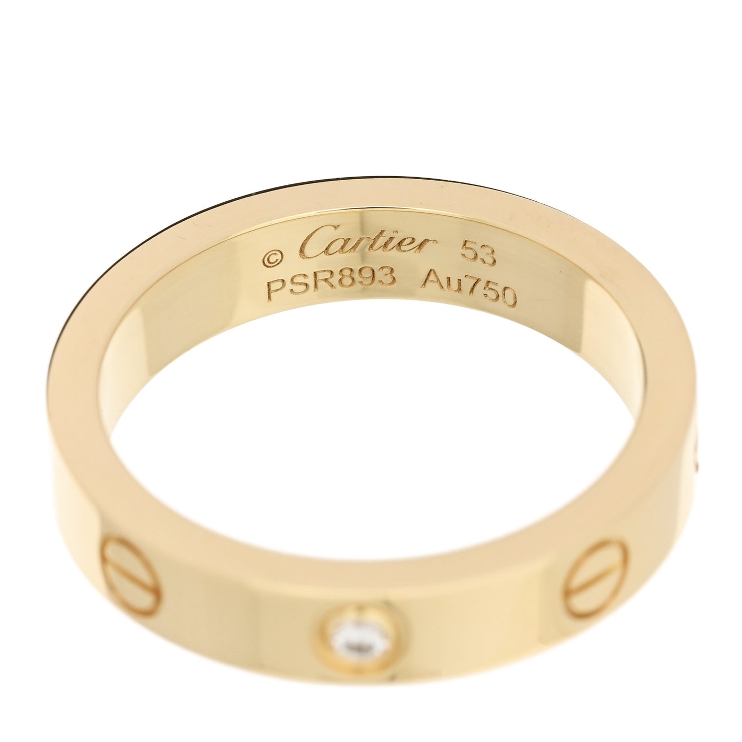 18K Yellow Gold Diamond 4mm LOVE Wedding Band Ring 53 6.25