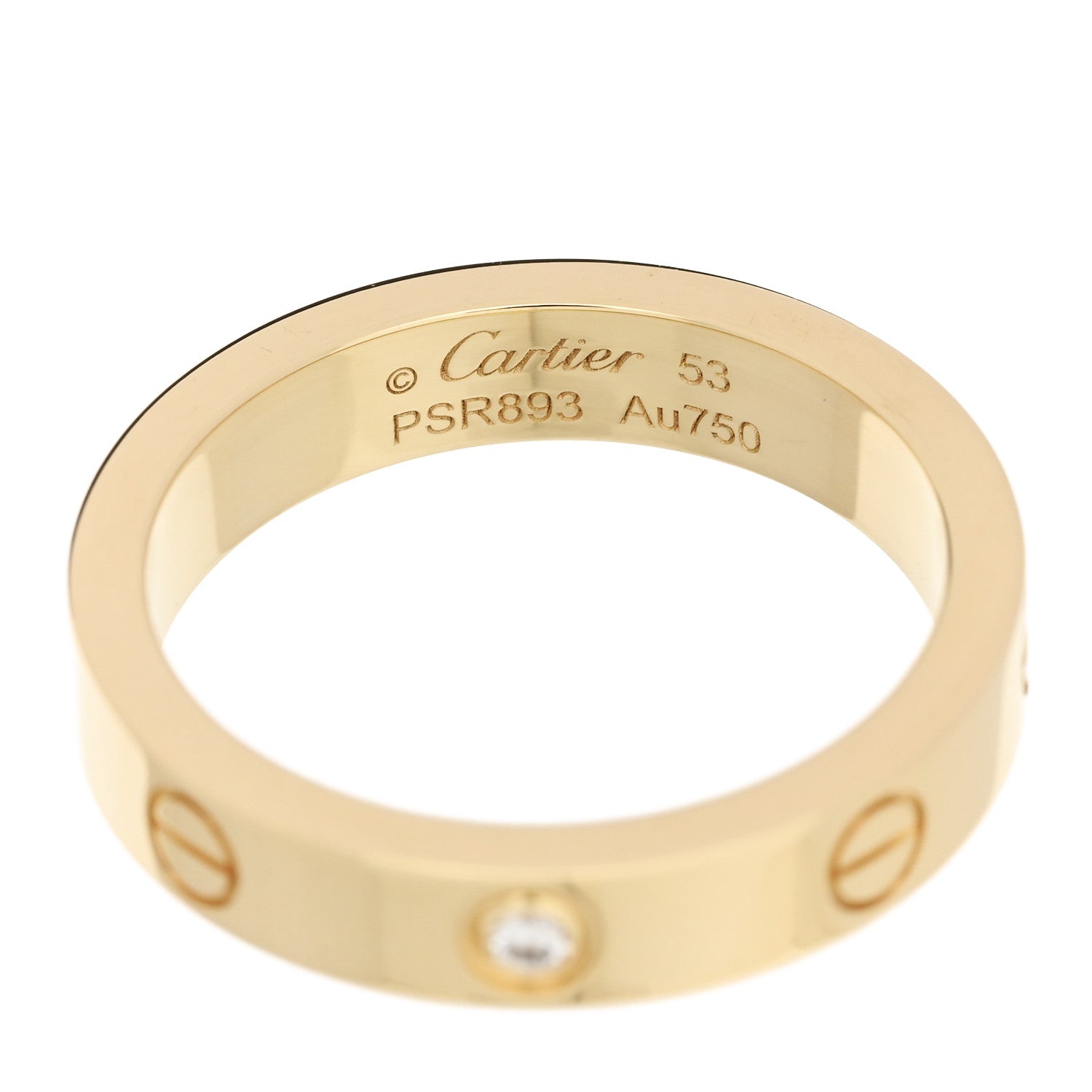 Cartier 18K Yellow Gold Diamond 4mm LOVE Wedding Band Ring 53 6.25 4 of 5