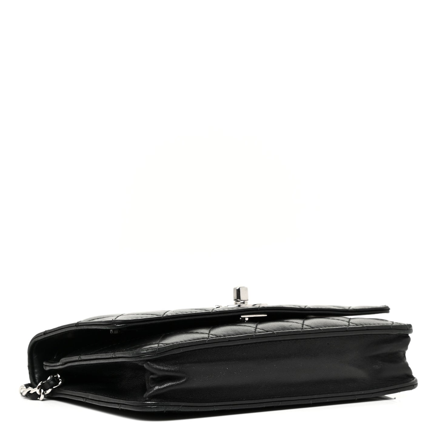 Lambskin Quilted Trendy CC Wallet On Chain WOC Black
