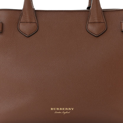 Burberry Grainy Calfskin House Check Medium Banner Tote Tan 10 of 14