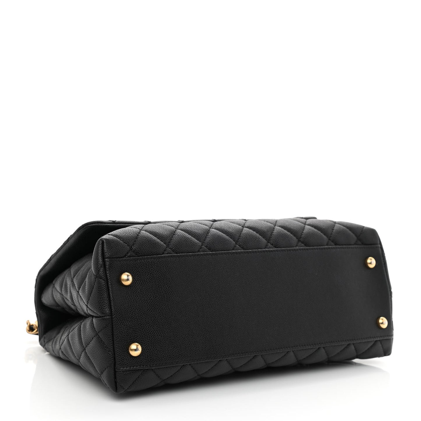 Caviar Lizard Quilted Small Coco Handle Flap Black