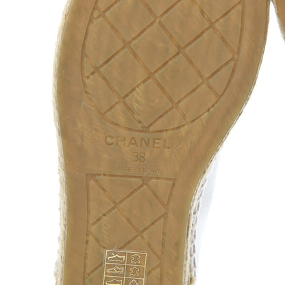 Chanel Grained Calfskin CC Espadrilles 38 White Black 6 of 9