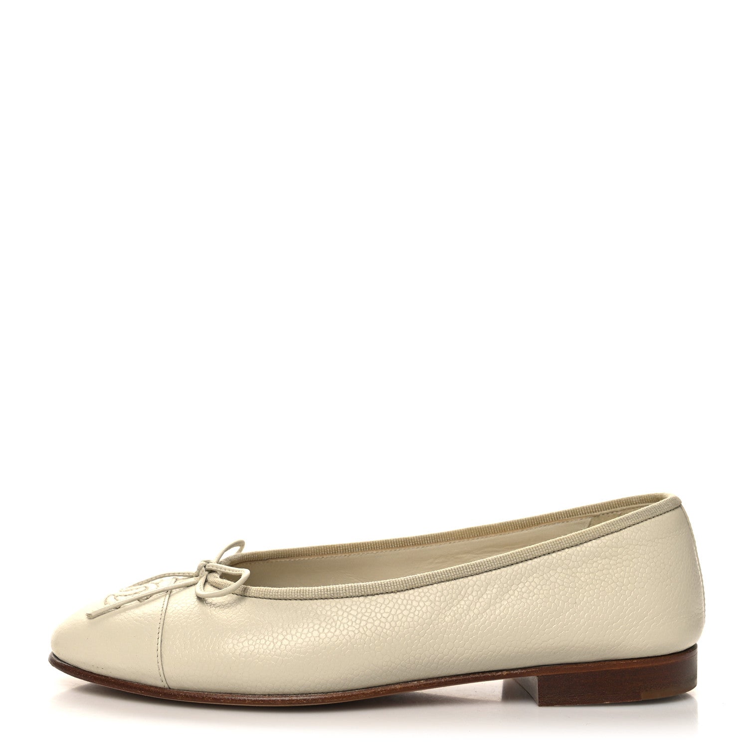 Chanel Lambskin Cap Toe CC Ballerina Flats 36 Beige 1 of 10