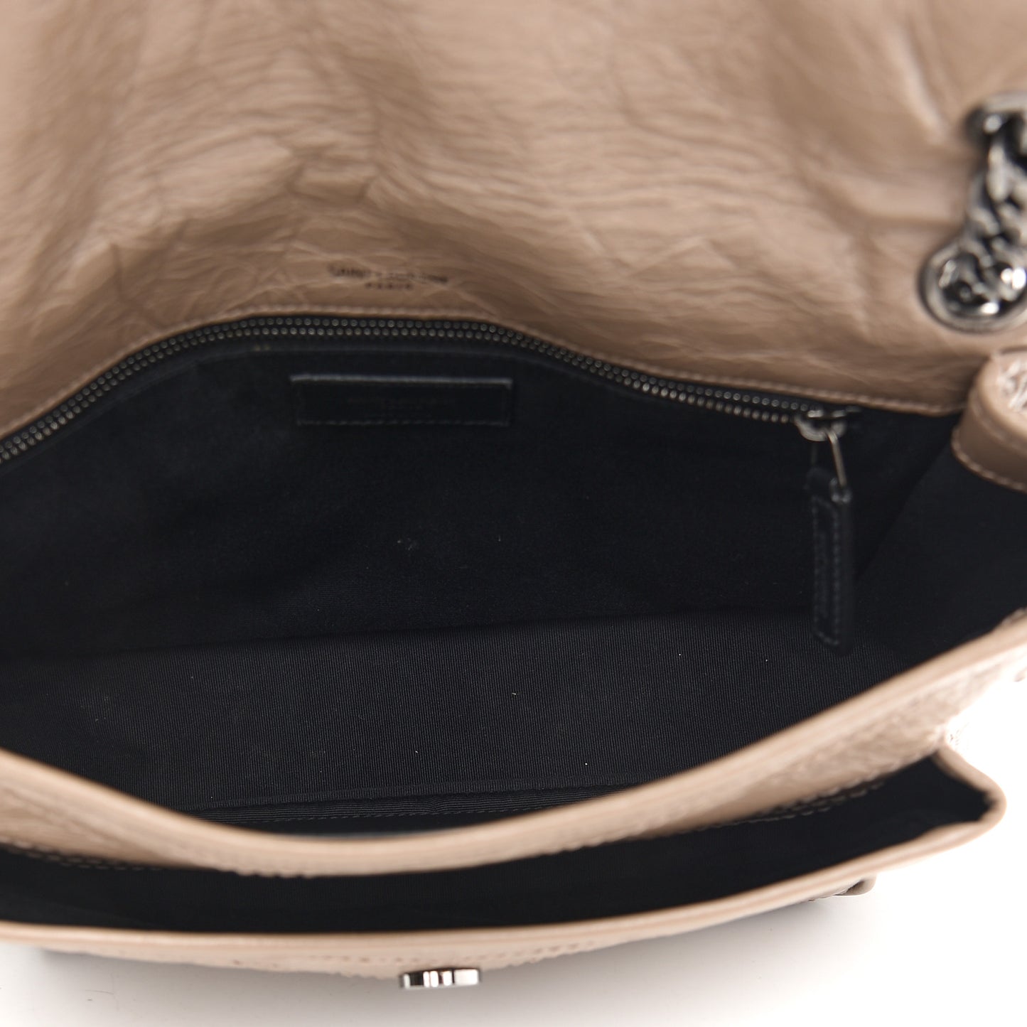 Crinkled Calfskin Matelasse Monogram Medium Niki Chain Satchel Light Natural