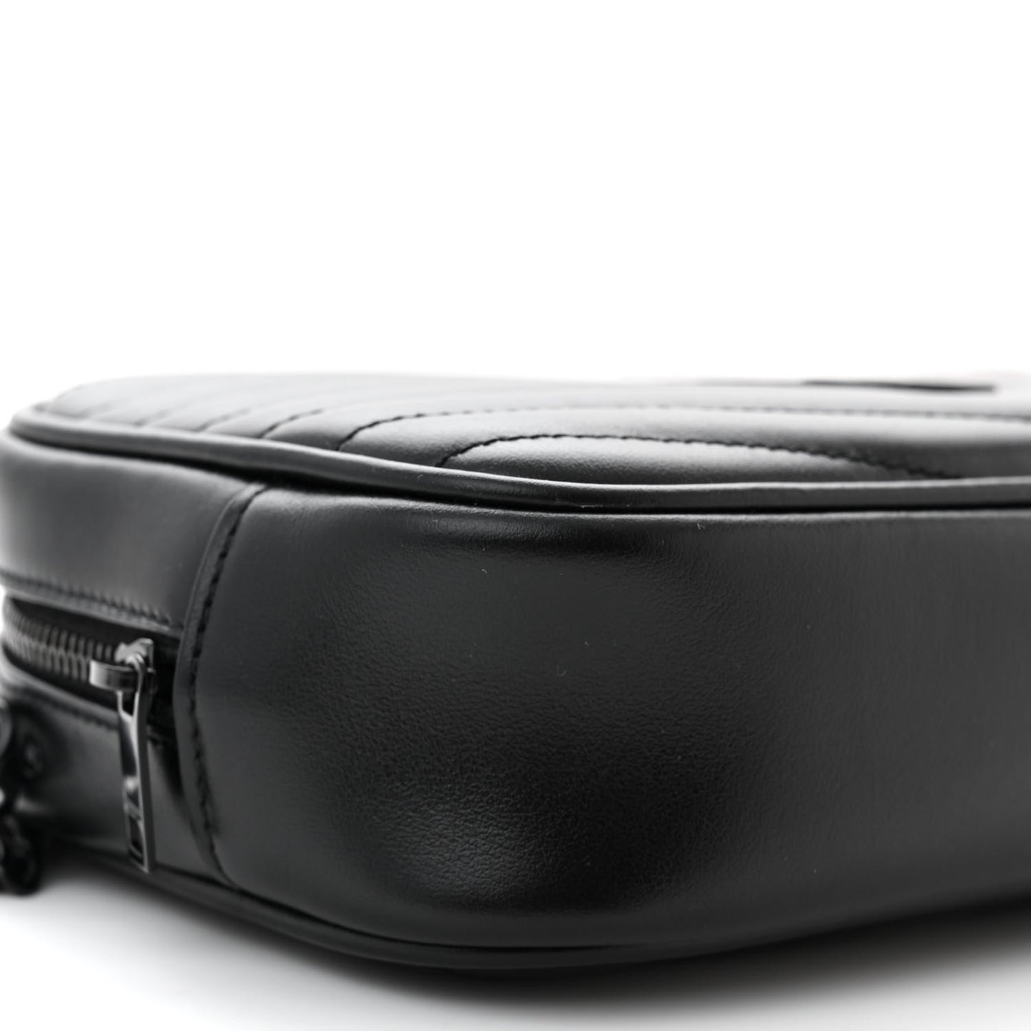 Calfskin Matelasse Monochrome Monogram Mini Lou Camera Bag Black