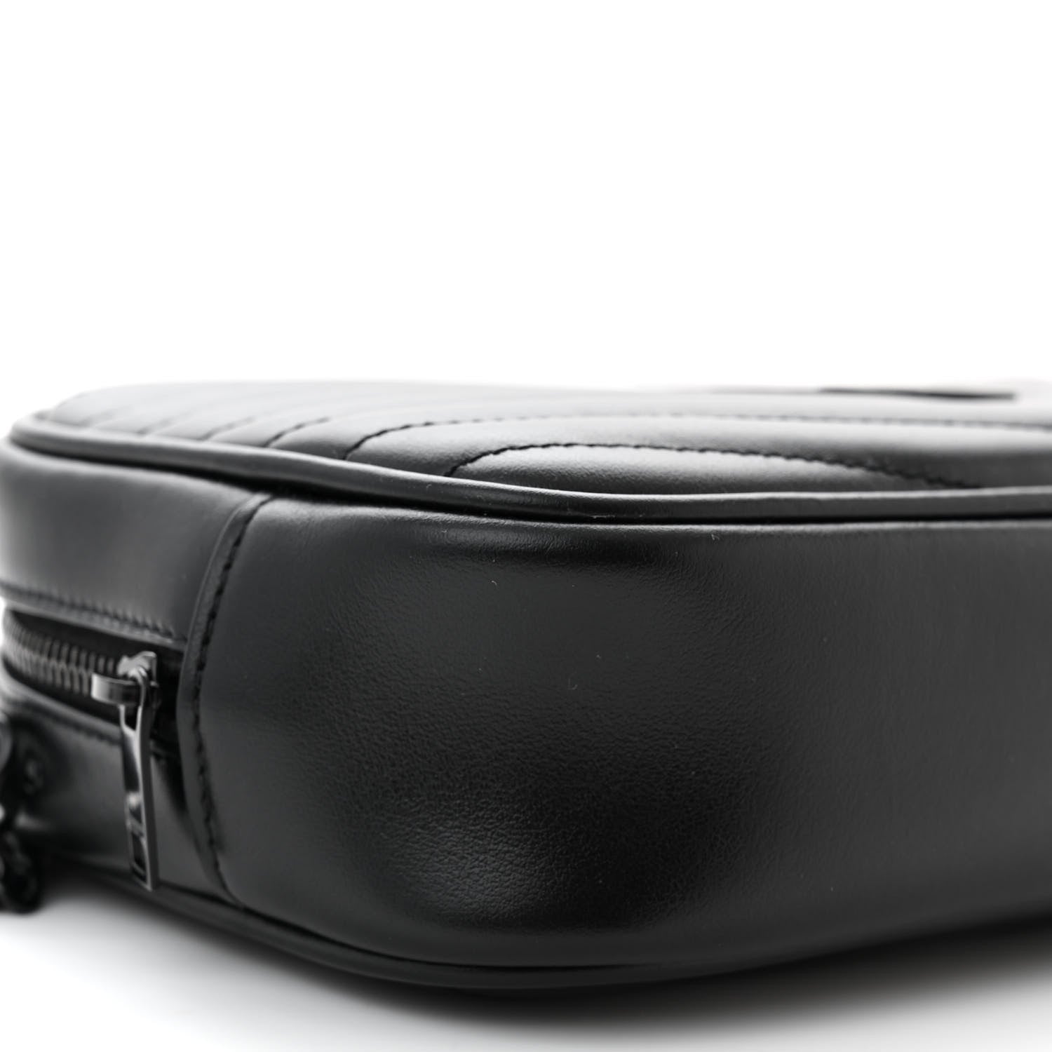 Saint Laurent Calfskin Matelasse Monochrome Monogram Mini Lou Camera Bag Black 9 of 10