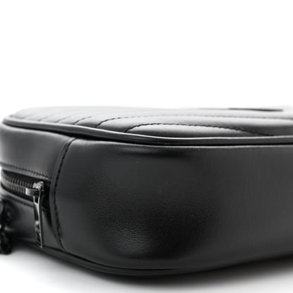 Saint Laurent Calfskin Matelasse Monochrome Monogram Mini Lou Camera Bag Black 9 of 10