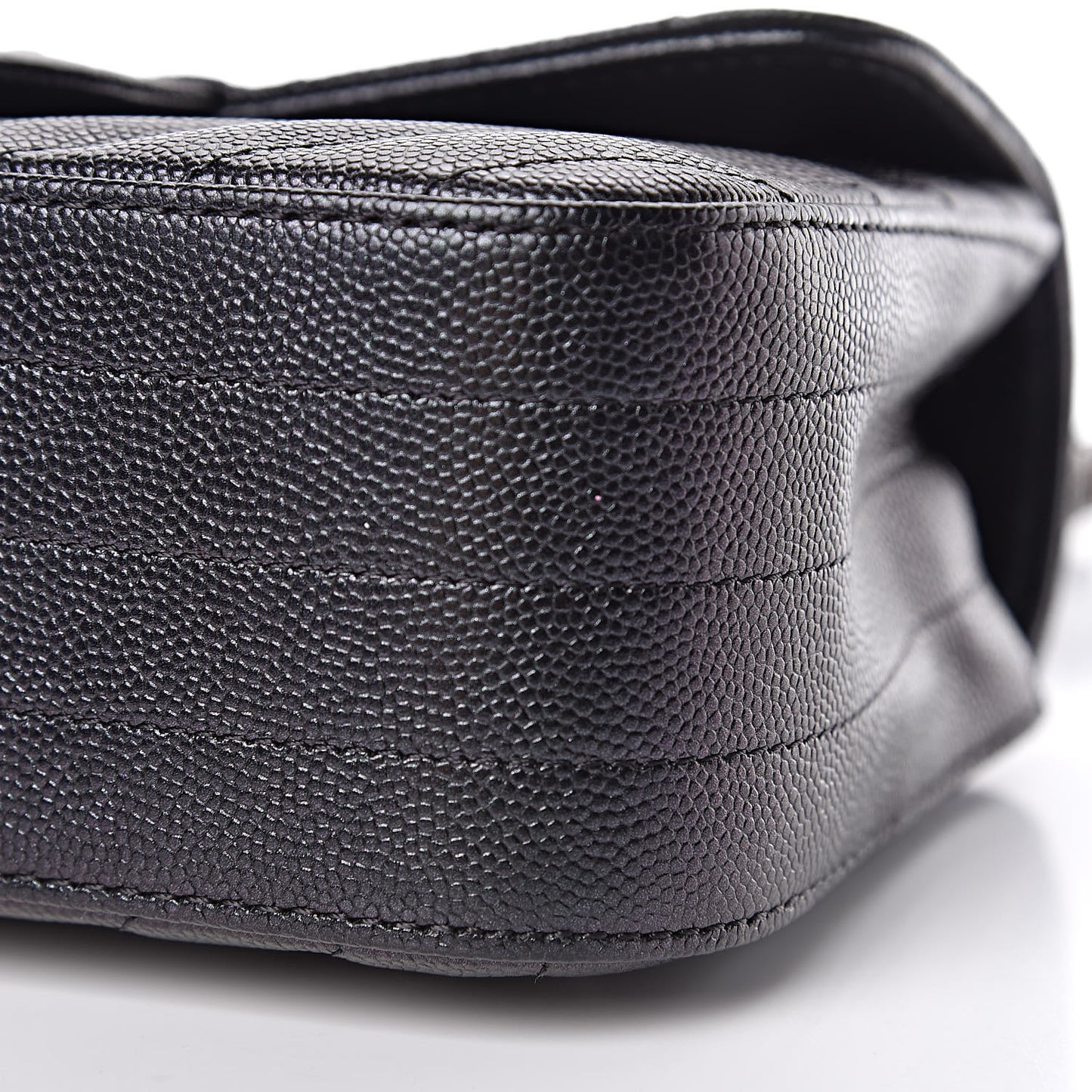 Iridescent Caviar Chevron Quilted Mini Rectangular Flap Black