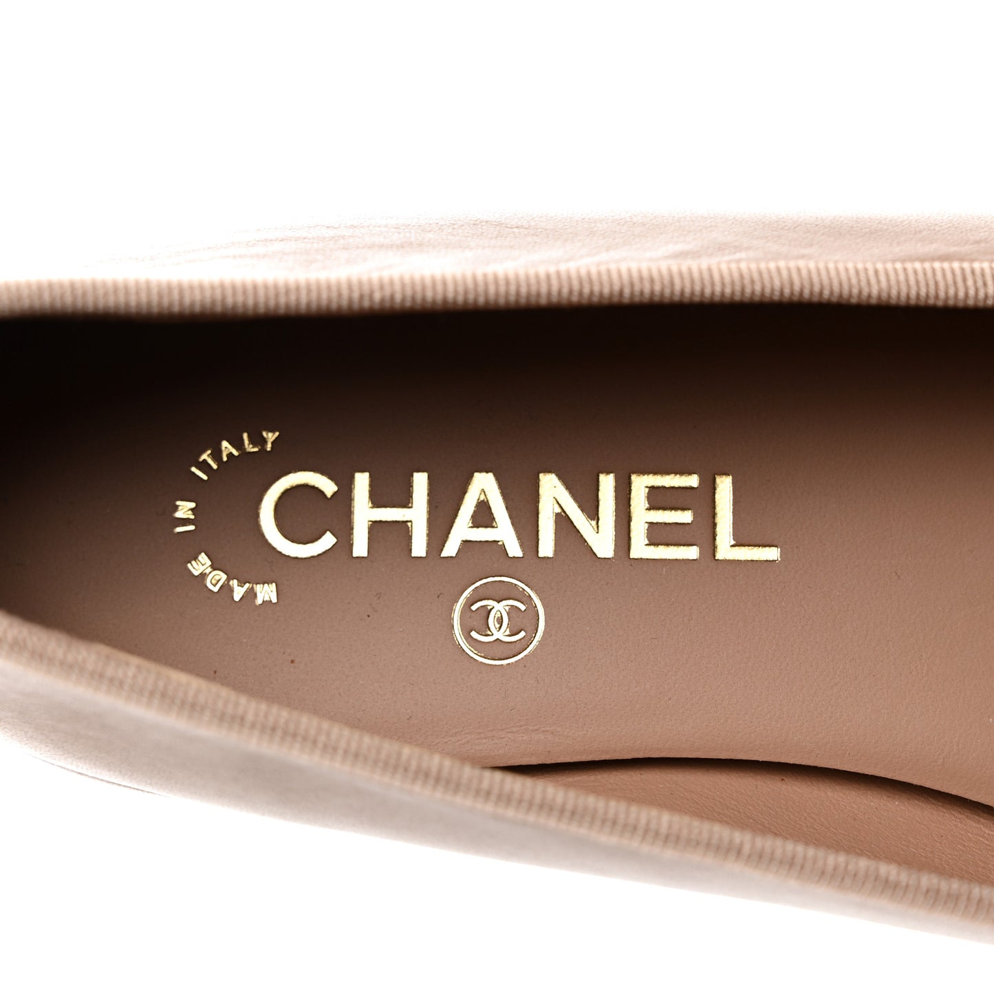 Lambskin Cap Toe Ballerina Flats 39 Beige Black